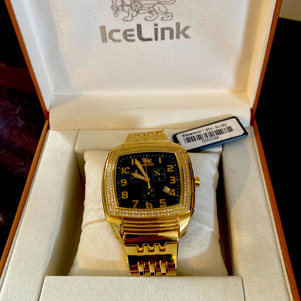 Icelink Emperador 150 Ct Diamond Gold Tone Watch